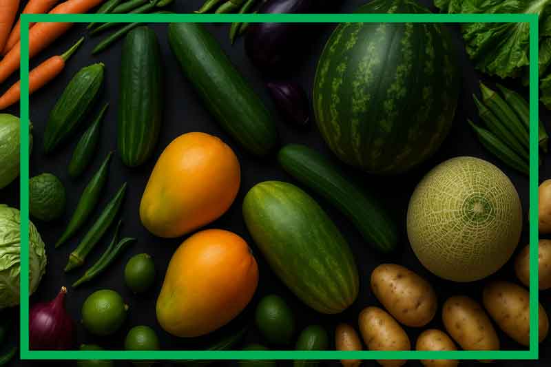 Summer fruits and vegetables